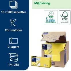 Servett Tork 2-lag Gul 33x33cm