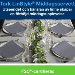 Servett Tork LinStyle Grå 39x39cm