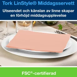 Servett Tork Linstyle Korall 39x39cm
