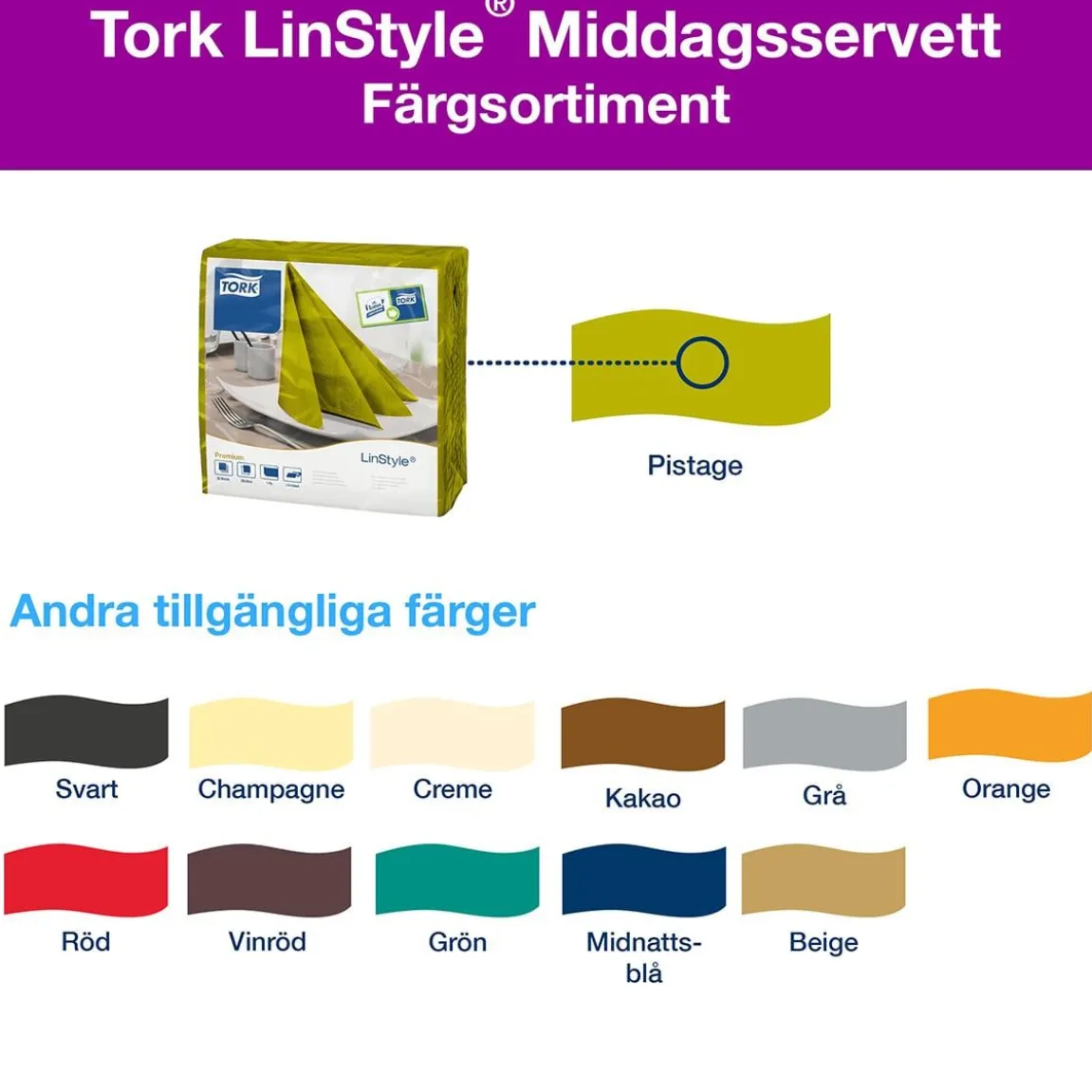 Servett Tork LinStyle Pistage 39x39cm
