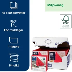 Servett Tork LinStyle Röd 39x39cm