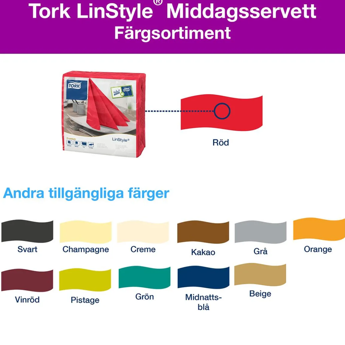 Servett Tork LinStyle Röd 39x39cm