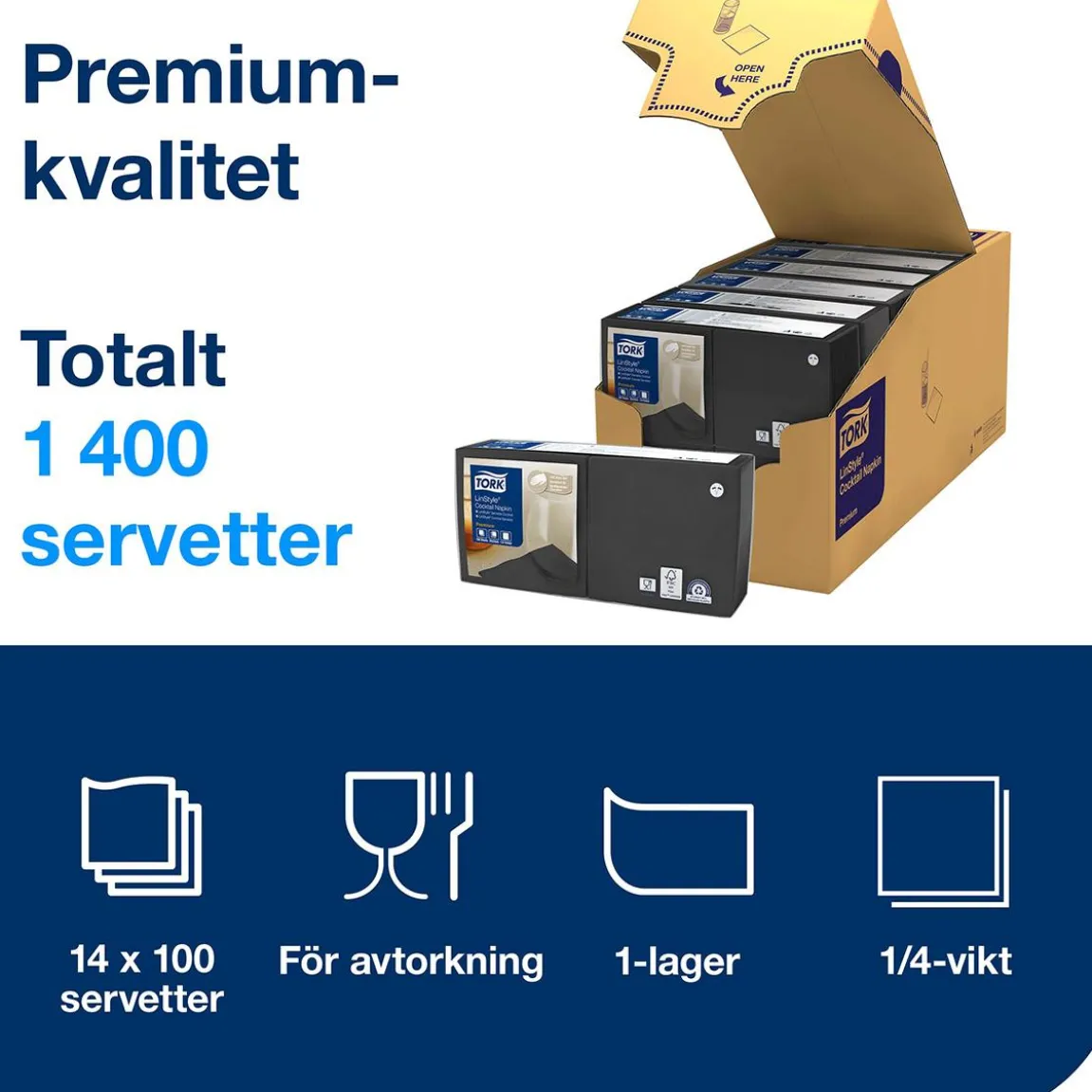 Servett Tork LinStyle Svart 24x24cm