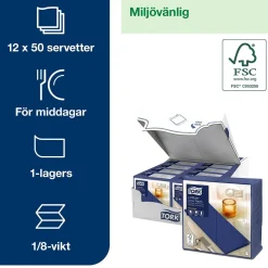 Servett Tork LinStyle 1/8 Vikt Midnattsblå 39x39cm