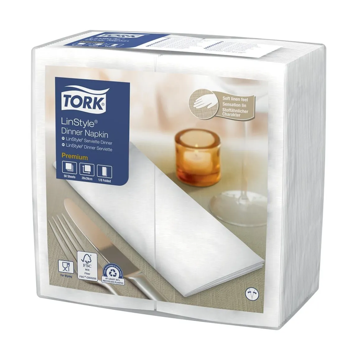 Servett Tork LinStyle 1/8 Vikt Vit 39x39cm