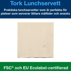 Servett Tork 100% Recycl 2-lag 1/4 vikt Natur 33x33cm