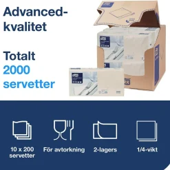 Servett Tork 100% Recycl 2-lag 1/4 vikt Natur 33x33cm