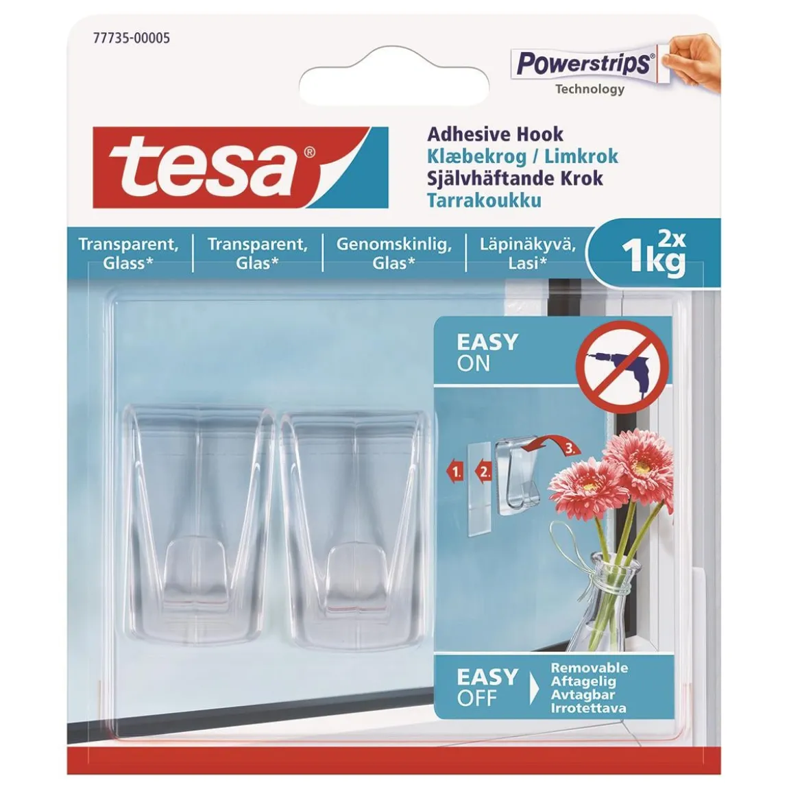 Självhäftande Krok Tesa Powerstrips Transparent 1kg