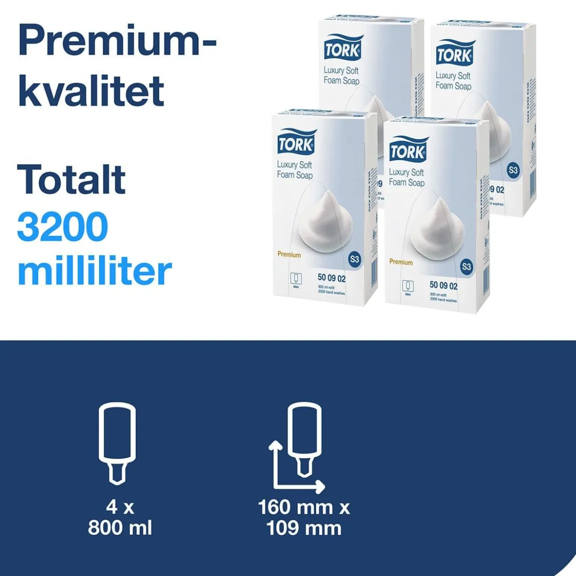 Skumtvål Tork S3 Premium Exklusiv 800ml