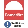 Skylt Branddörr skall hållas stängd A4