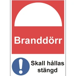 Skylt Branddörr skall hållas stängd A4