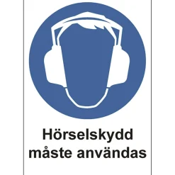 Skylt Hörselskydd måste användas A4