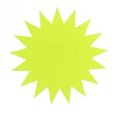 Skyltkartong Stjärna liten fluor gul Ø 18 cm