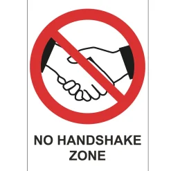 Skylt "No Handshake Zone" Plast A4