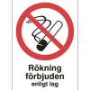 Skylt Rökning Förbjuden A5