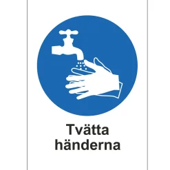 Skylt " Tvätta Händerna" Plast A4