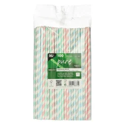 Sugrör papper böjbart Stripes Ø6mm x 220mm