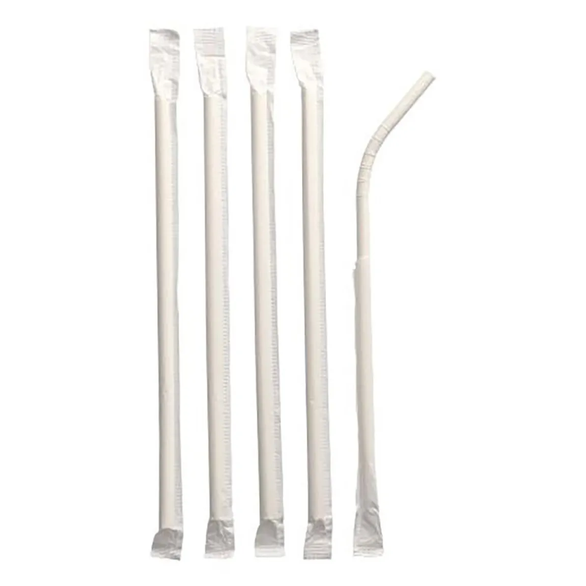 Sugrör Papper Singelpack Vit Ø6x200mm
