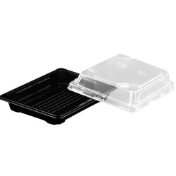 Sushiform m lock PS svart/klar 170x120x40mm 350ml
