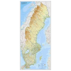 Sverigekarta Kartförlaget Väggkarta Skala 1:900 000 79x176cm