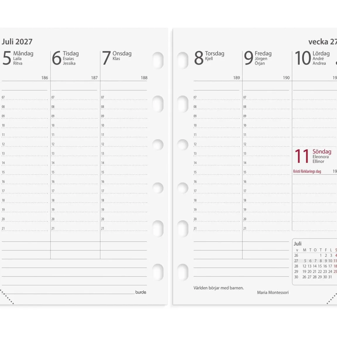 Systemkalender Burde 4211 Compact Konstläder 2027 Svart