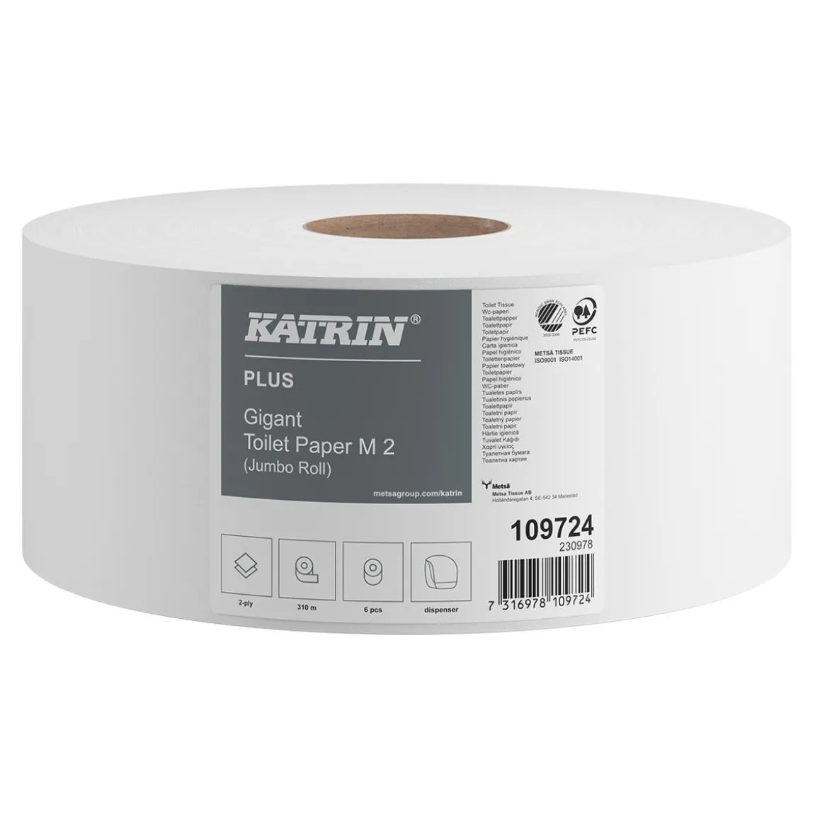 Toalettpapper Katrin Gigant M Plus 2-lg Vit 310m