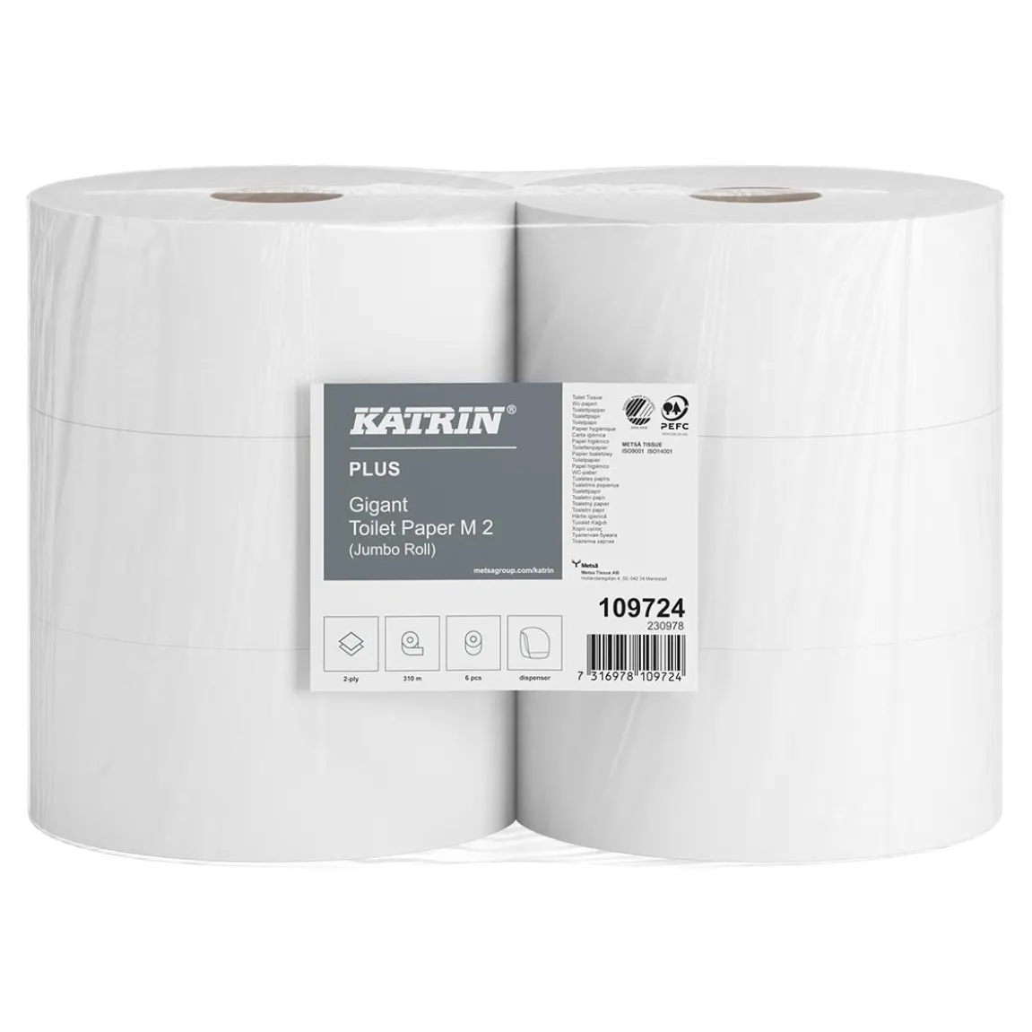 Toalettpapper Katrin Gigant M Plus 2-lg Vit 310m
