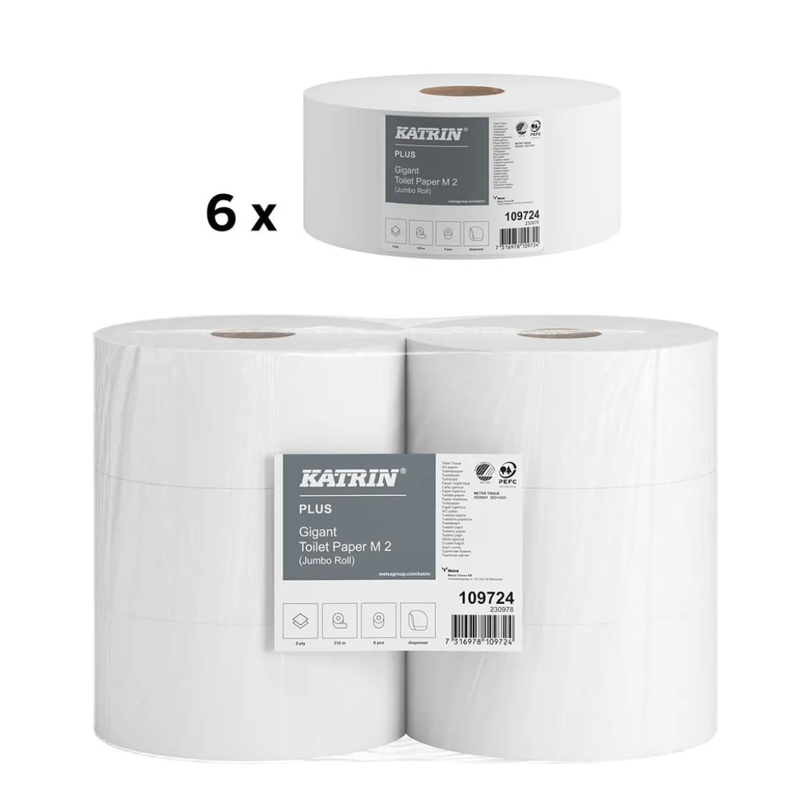 Toalettpapper Katrin Gigant M Plus 2-lg Vit 310m