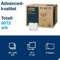 Toalettpapper Tork T3 Advanced 2-lg Vit 19x11cm