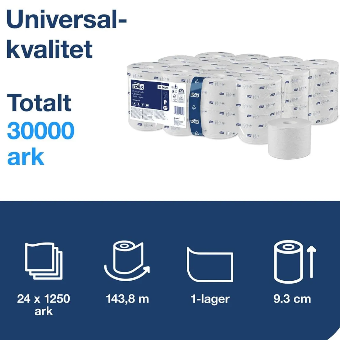 Toalettpapper Tork T7 Coreless Universal 1-lg Vit 143,8m