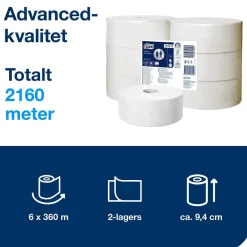 Toalettpapper Tork T1 Jumbo Advanced 2-lg Vit 360m