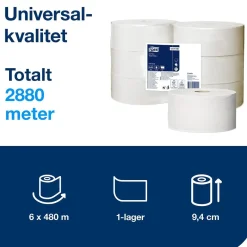 Toalettpapper Tork T1 Jumbo Universal 1-lg Natur 480m