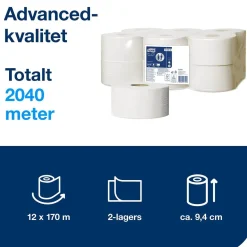 Toalettpapper Tork T2 Mini Jumbo Adv 2-lg Vit 170m