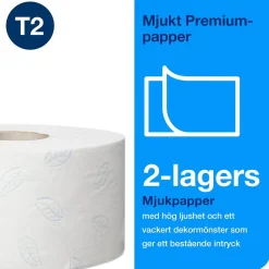 Toalettpapper Tork T2 Mini Jumbo Prem 2-lg Vit 170m
