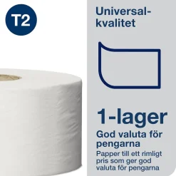 Toalettpapper Tork T2 Mini Jumbo Uni 1-lg Vit 240m