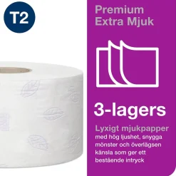 Toalettpapper Tork T2 Mini Prem E-soft 3-lg Vit 120m