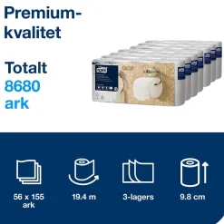 Toalettpapper Tork T4 Premium E-soft 3-lg Vit 19m