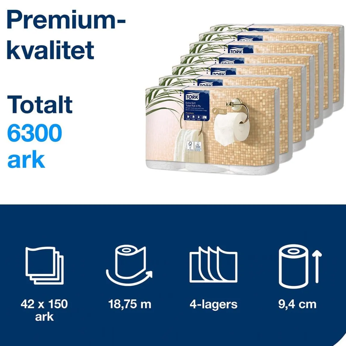 Toalettpapper Tork T4 Premium Extra Mjukt 4-lg Vit 18,8m