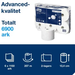 Toalettpapper Tork T8 SmartOne Advanced 2-lg Vit 207m