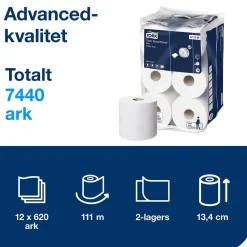 Toalettpapper Tork T9 SmartOne Adv 2-lg Vit 111,6m