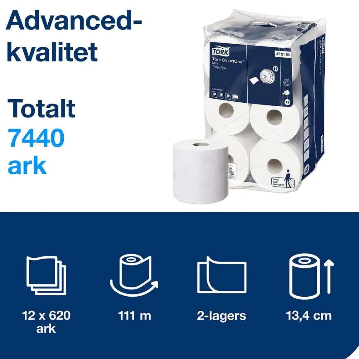 Toalettpapper Tork T9 SmartOne Adv 2-lg Vit 111,6m
