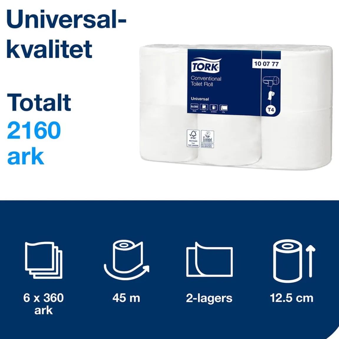 Toalettpapper Tork T4 Universal 2-lg 45m