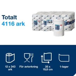 Torkrulle Tork M3 Reflex Advance 1-lag Vit 198mmx120m