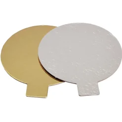 Tårtbricka Rund Med Öra Guld/Silver Ø80mm