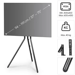 TV-Stativ Hama Golv Upp till 75" Svart
