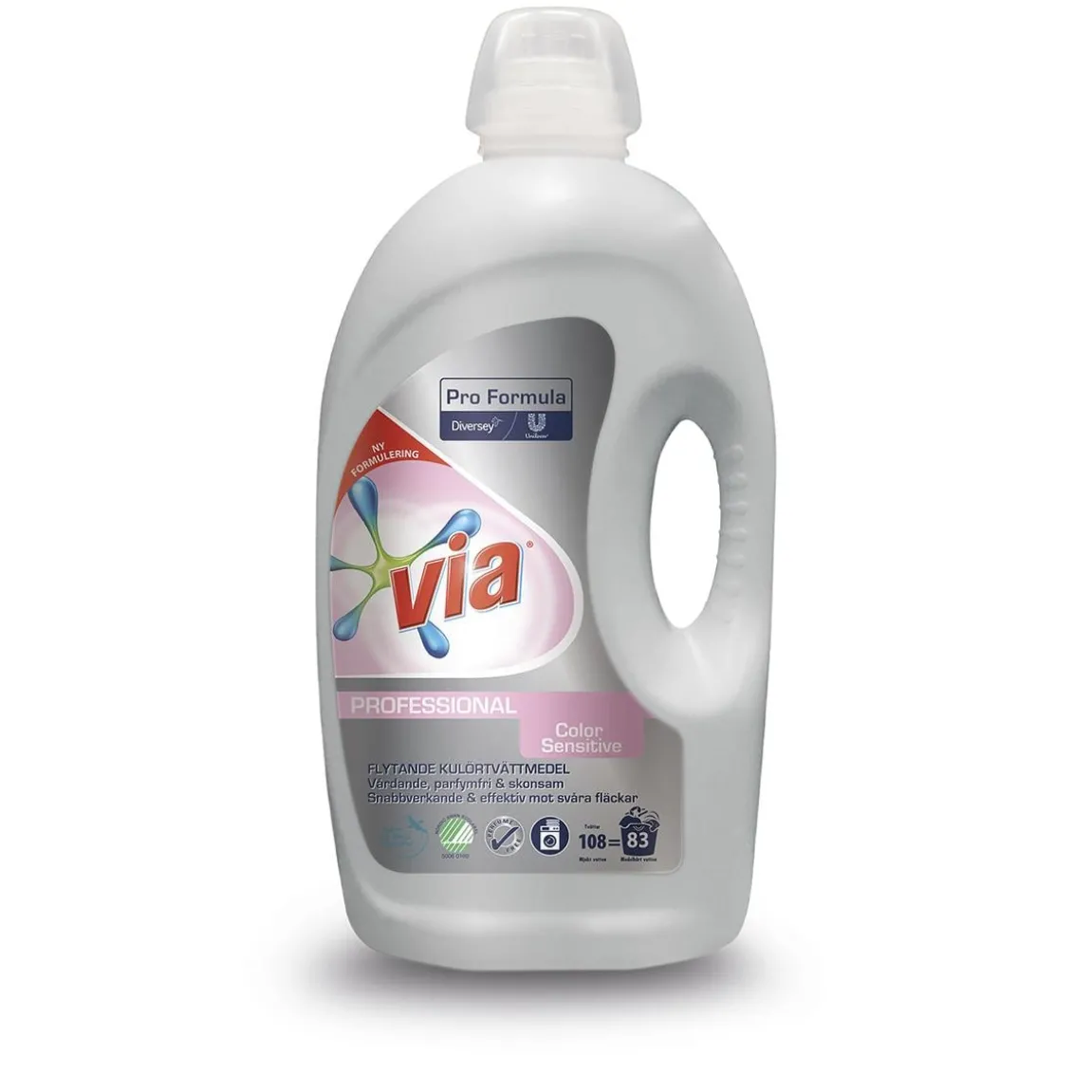 Tvättmedel Via Flytande Color Sensitive Oparfymerad 4,32L