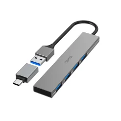 USB-Hub Hama USB-A 3.2 4st Portar Gbit/s USB-C-Adapter