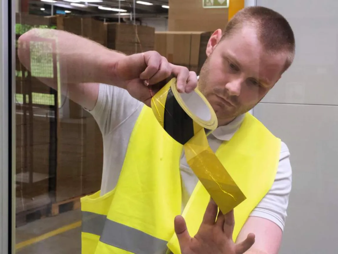 Varningstejp Durable För Golv Borttagbar Gul/Svart 50mm x 33m