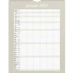 Väggkalender Burde 1859 Familjekalender Praktisk 26-27 390x295mm