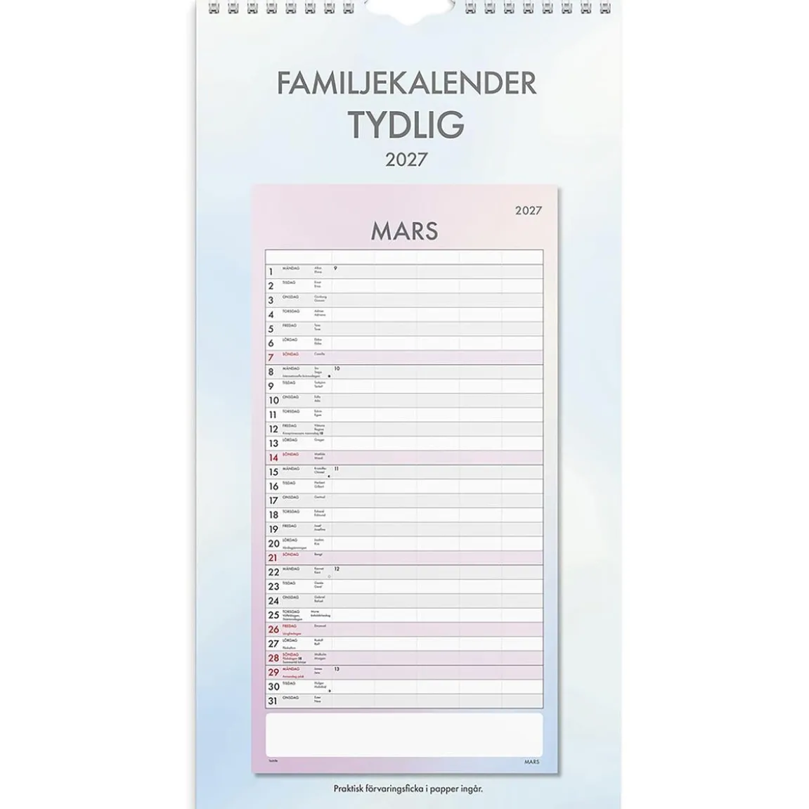 Väggkalender Burde 1792 Familj Tydlig 2027